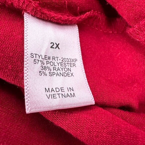 Zenana Premium Women's Plus Size Long Sleeved Blouse Size 2X Red - Picture 5 of 6